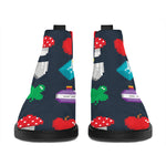 8-Bit Pixel Game Items Print Flat Ankle Boots