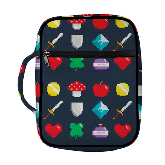 8-Bit Pixel Game Items Print Front Pocket Bible Bag
