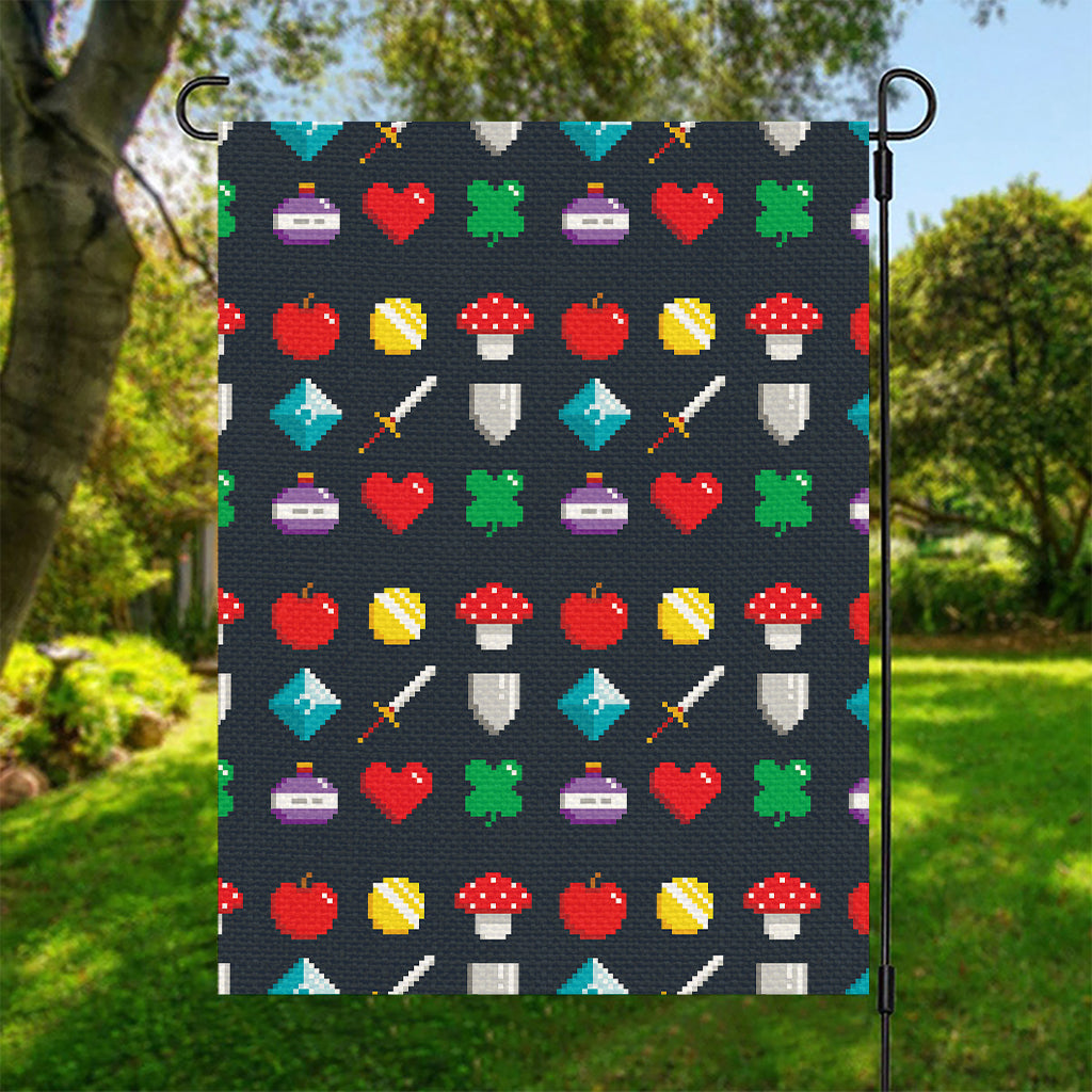 8-Bit Pixel Game Items Print Garden Flag