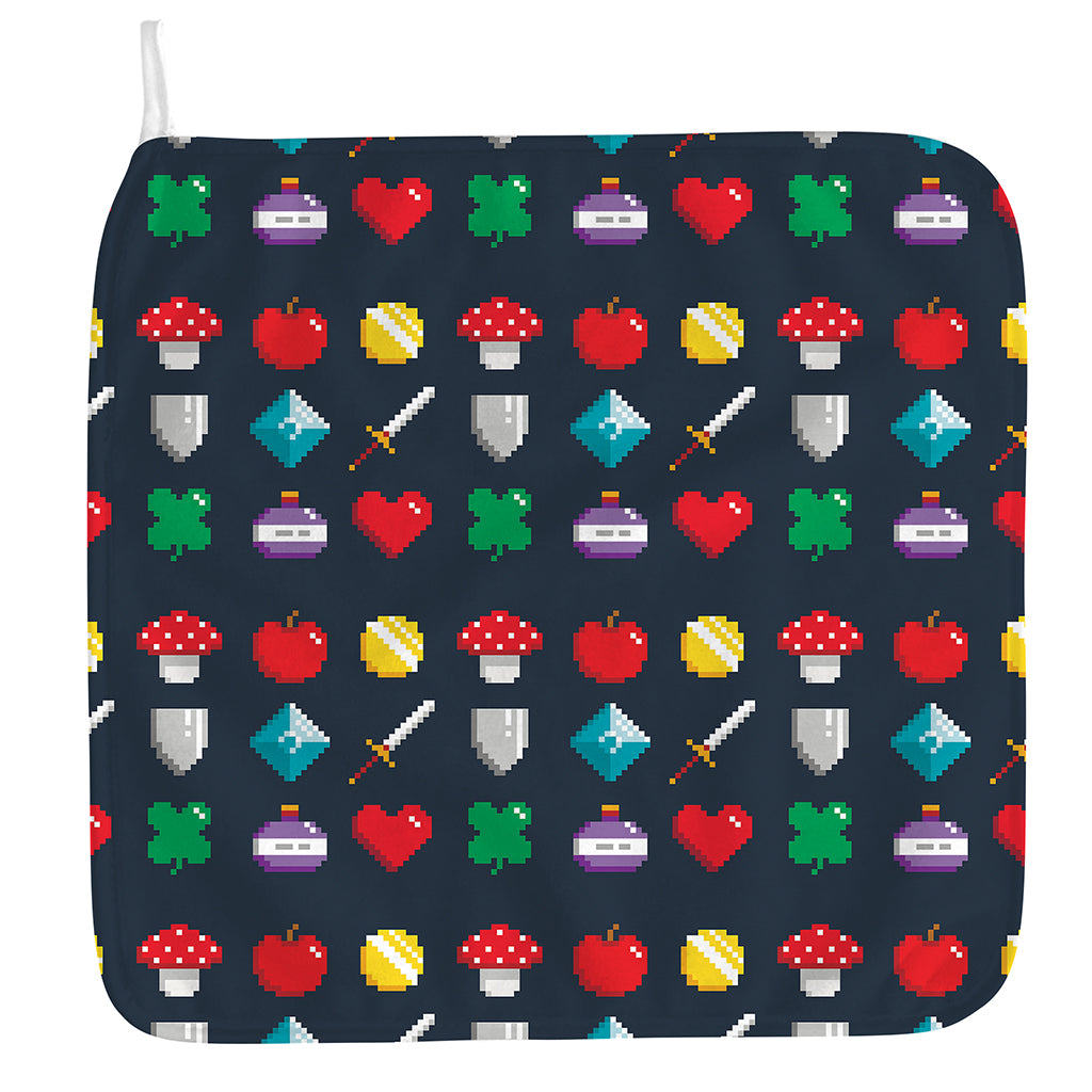 8-Bit Pixel Game Items Print Hand Towel