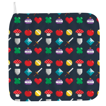 8-Bit Pixel Game Items Print Hand Towel