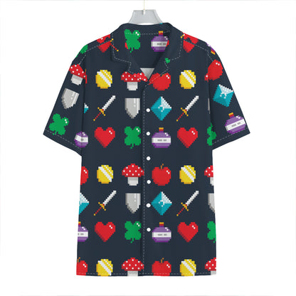 8-Bit Pixel Game Items Print Hawaiian Shirt