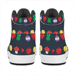 8-Bit Pixel Game Items Print High Top Leather Sneakers