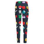 8-Bit Pixel Game Items Print High-Waisted Pocket Leggings