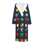 8-Bit Pixel Game Items Print Hooded Bathrobe