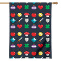 8-Bit Pixel Game Items Print House Flag
