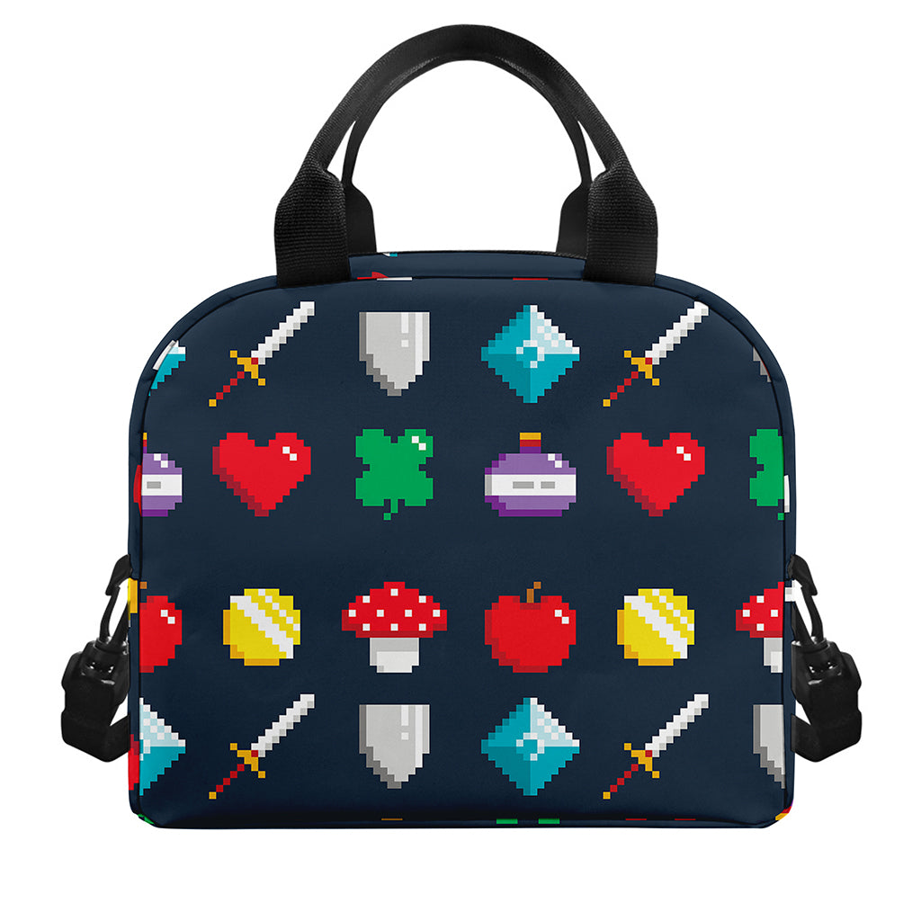 8-Bit Pixel Game Items Print Insulated Lunch Bag