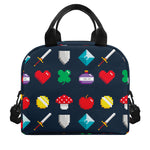 8-Bit Pixel Game Items Print Insulated Lunch Bag