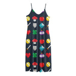 8-Bit Pixel Game Items Print Jersey Midi Cami Dress