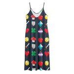 8-Bit Pixel Game Items Print Jersey Midi Cami Dress