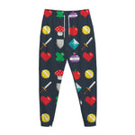8-Bit Pixel Game Items Print Jogger Pants