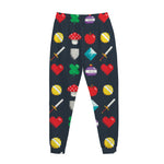 8-Bit Pixel Game Items Print Jogger Pants