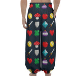 8-Bit Pixel Game Items Print Lantern Pants
