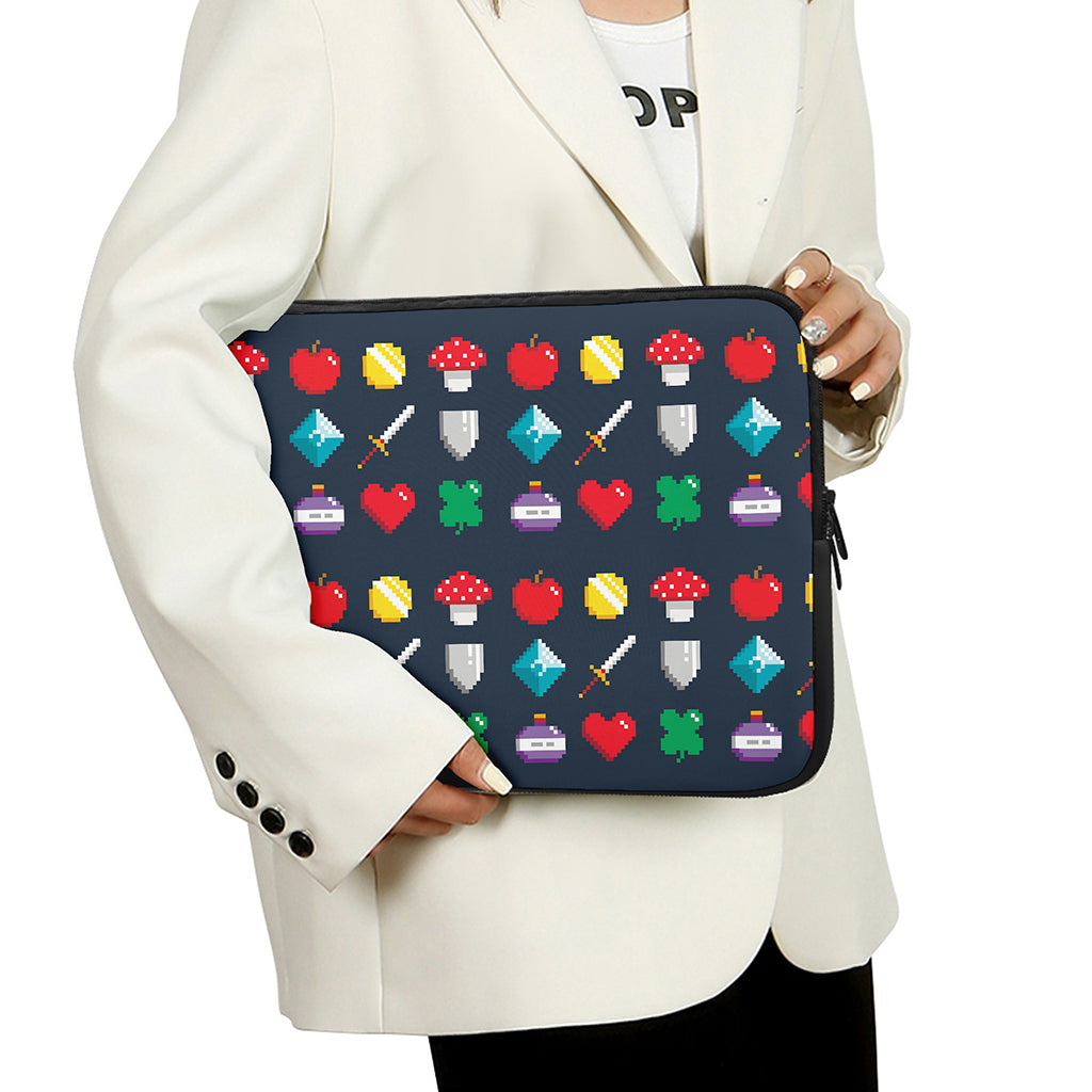 8-Bit Pixel Game Items Print Laptop Sleeve