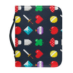 8-Bit Pixel Game Items Print Leather Bible Cover