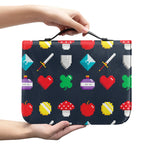 8-Bit Pixel Game Items Print Leather Bible Cover
