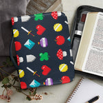 8-Bit Pixel Game Items Print Leather Bible Cover