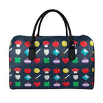 8-Bit Pixel Game Items Print Leather Duffle Bag