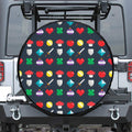 8-Bit Pixel Game Items Print Leather Spare Tire Cover