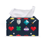 8-Bit Pixel Game Items Print Leather Tissue Box Cover