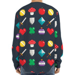 8-Bit Pixel Game Items Print Long Sleeve Baseball Jersey