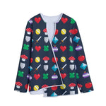 8-Bit Pixel Game Items Print Long Sleeve Short Coat
