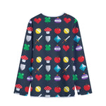 8-Bit Pixel Game Items Print Long Sleeve Short Coat