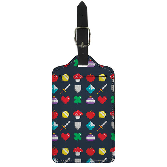 8-Bit Pixel Game Items Print Luggage Tag
