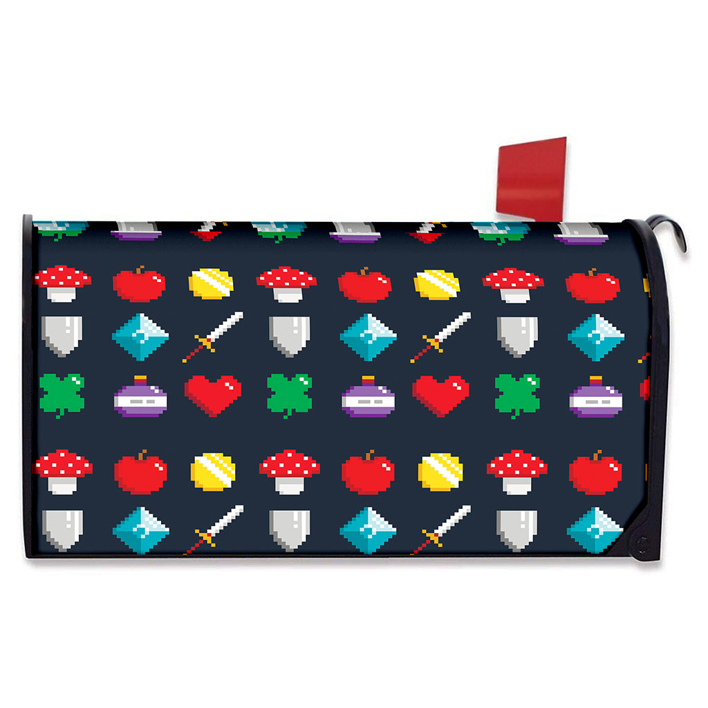 8-Bit Pixel Game Items Print Mailbox Cover