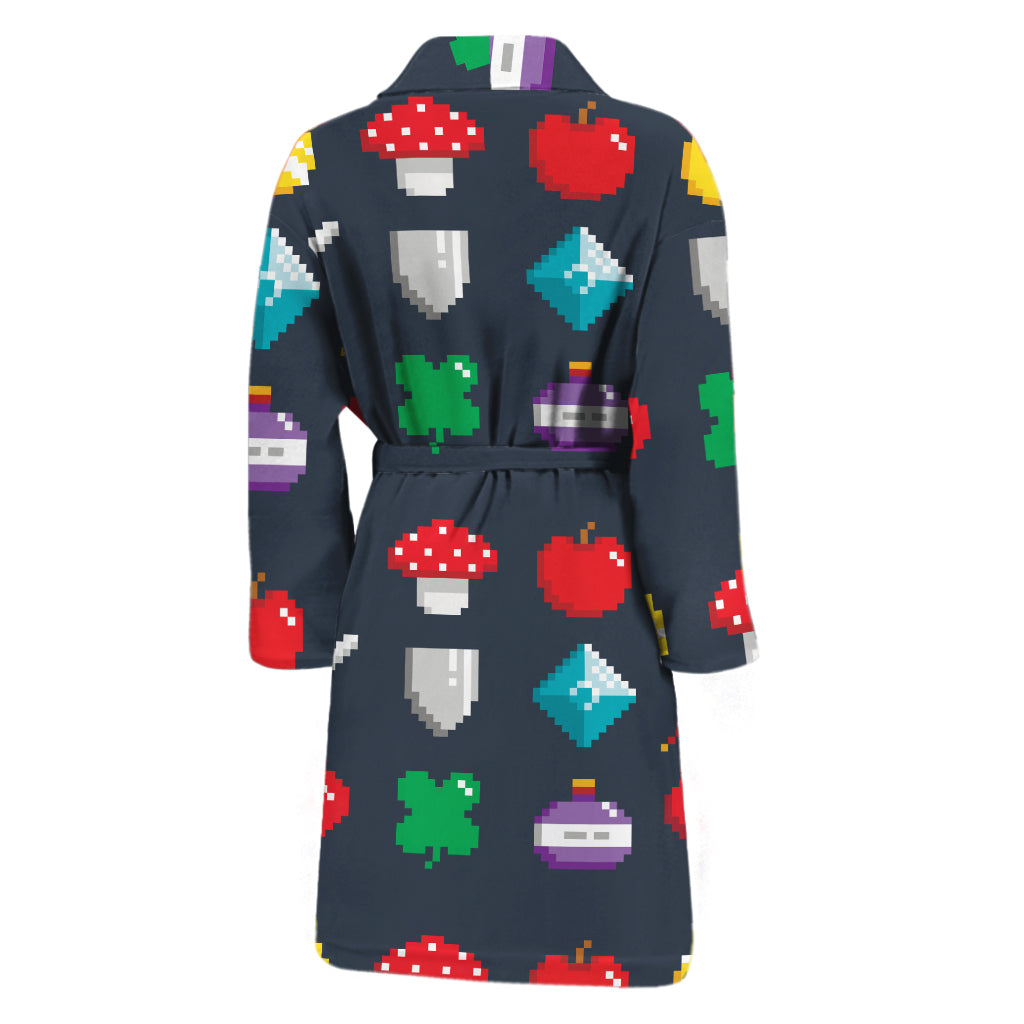 8-Bit Pixel Game Items Print Men's Bathrobe