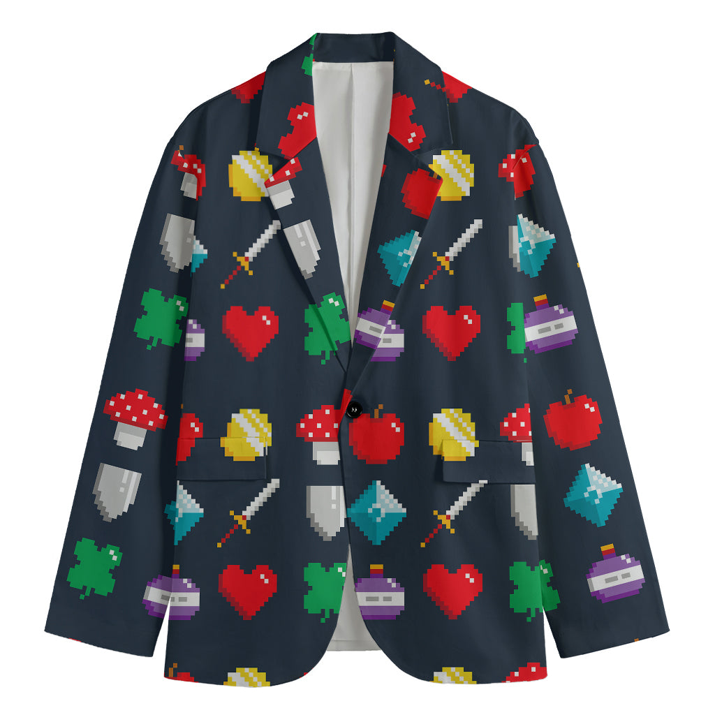 8-Bit Pixel Game Items Print Men's Blazer