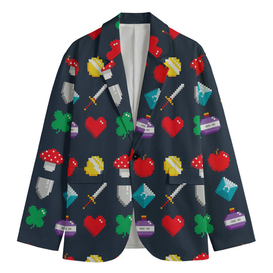 8-Bit Pixel Game Items Print Men's Blazer