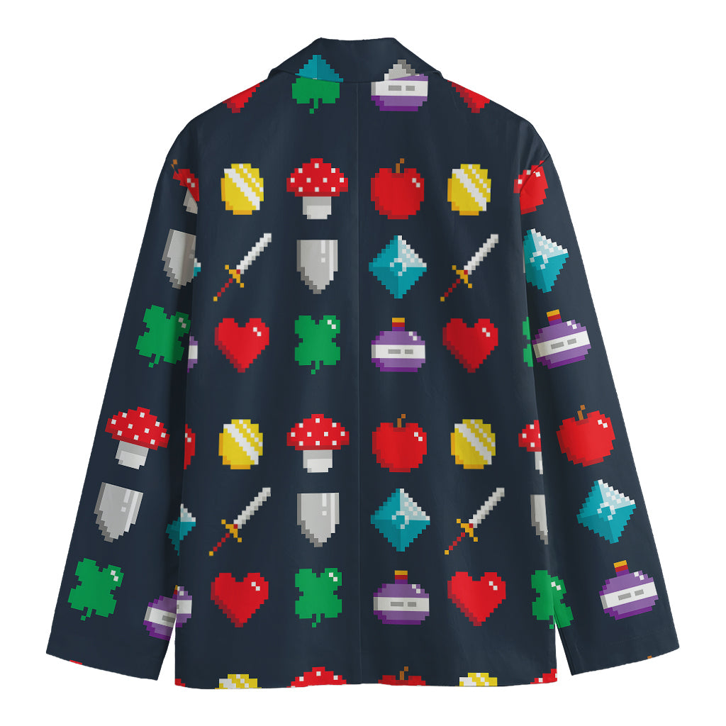 8-Bit Pixel Game Items Print Men's Blazer