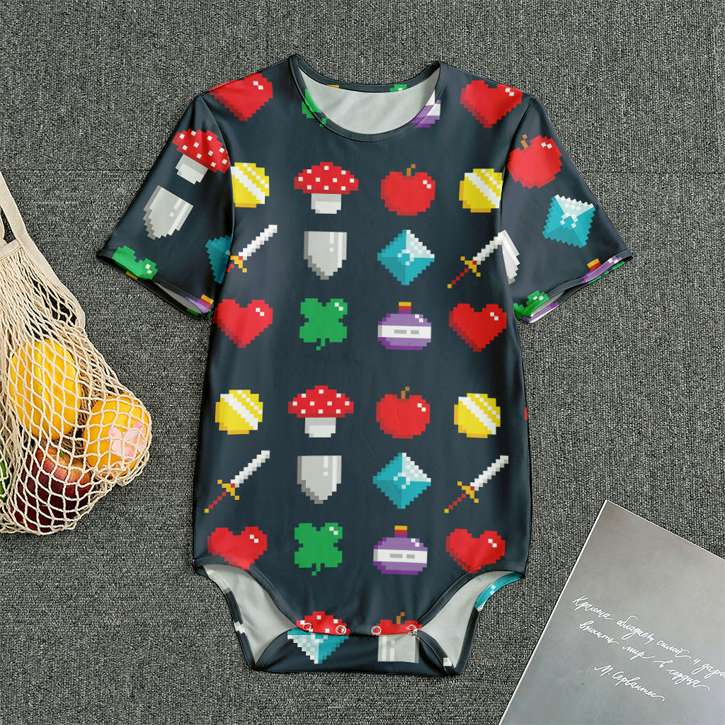 8-Bit Pixel Game Items Print Men's Bodysuit