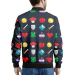 8-Bit Pixel Game Items Print Men's Bomber Jacket