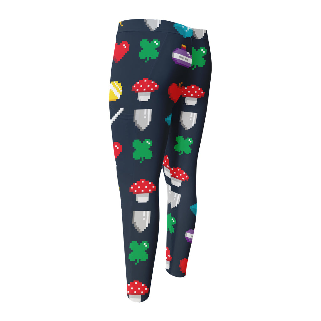 8-Bit Pixel Game Items Print Men's Compression Pants