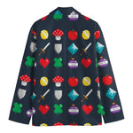 8-Bit Pixel Game Items Print Men's Cotton Blazer