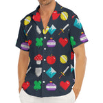 8-Bit Pixel Game Items Print Men's Deep V-Neck Shirt