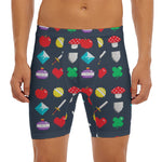 8-Bit Pixel Game Items Print Men's Long Boxer Briefs