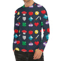 8-Bit Pixel Game Items Print Men's Long Sleeve Rash Guard