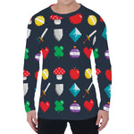 8-Bit Pixel Game Items Print Men's Long Sleeve T-Shirt