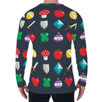 8-Bit Pixel Game Items Print Men's Long Sleeve T-Shirt