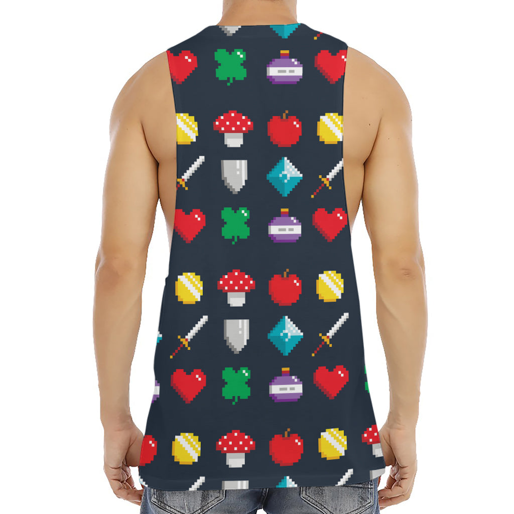 8-Bit Pixel Game Items Print Men's Muscle Tank Top