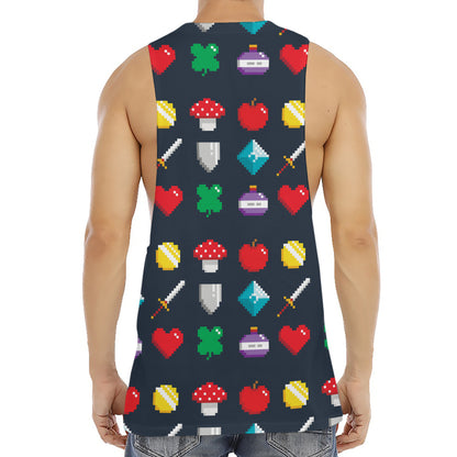8-Bit Pixel Game Items Print Men's Muscle Tank Top