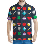 8-Bit Pixel Game Items Print Men's Polo Shirt