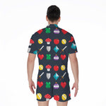 8-Bit Pixel Game Items Print Men's Rompers