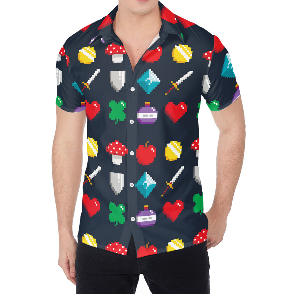 8-Bit Pixel Game Items Print Men's Shirt