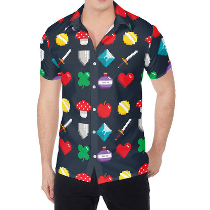 8-Bit Pixel Game Items Print Men's Shirt