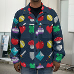 8-Bit Pixel Game Items Print Men's Shirt Jacket