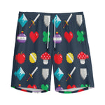 8-Bit Pixel Game Items Print Men's Sports Shorts